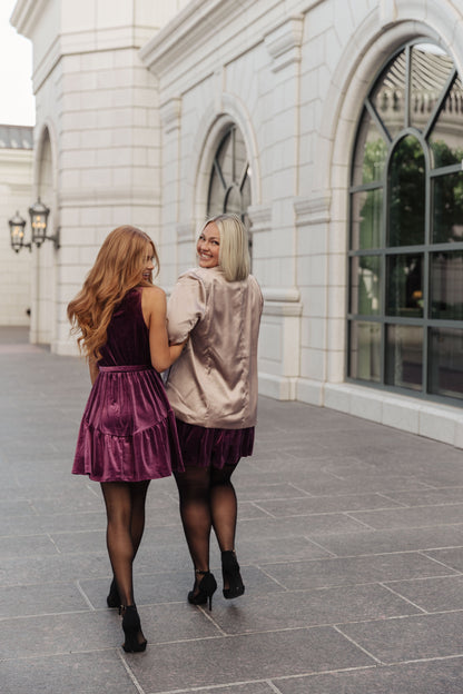 Tied In A Bow Velvet Dress