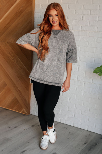 Unbothered Mineral Wash Top in Grey