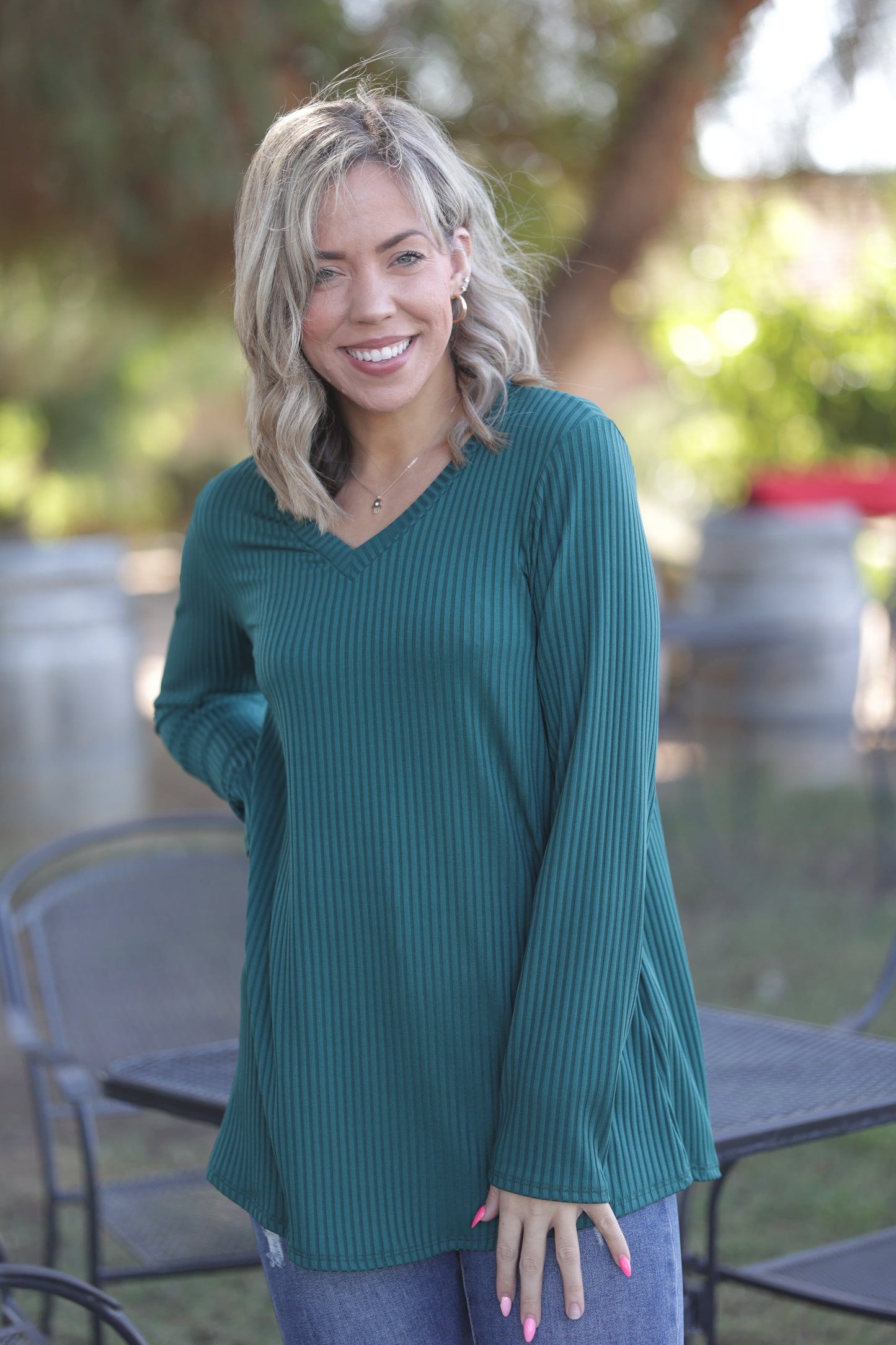 Subtly Striped Long Sleeve Top